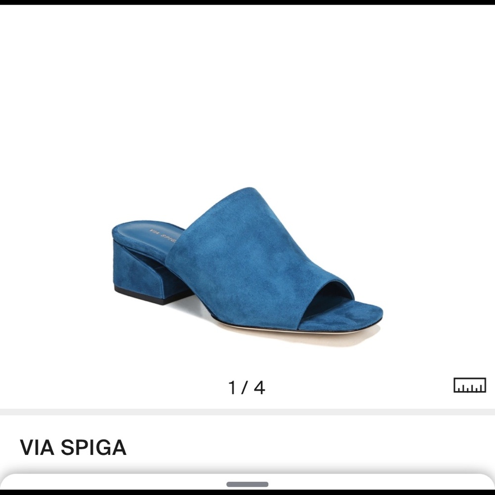 Via Spiga- Porter Peep Toe Mule Peacock Suede shoes